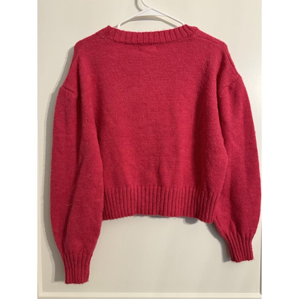 KAISLEY Merry Cheers Crop Sweater Womens Sz L NWT PINK RASPBERRY Christmas - Picture 6 of 6